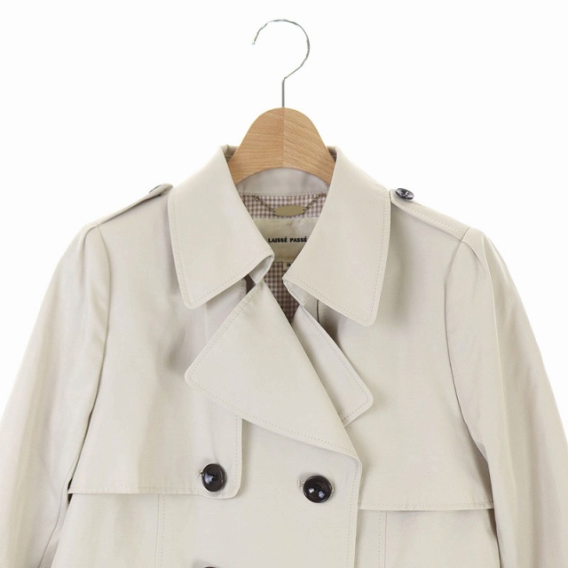 レッセパッセ Laisse Passe ショート トレンチコート ジャケット 裏地チェック 38 ベージュ Hs Os レディース 170 ベクトルパーク