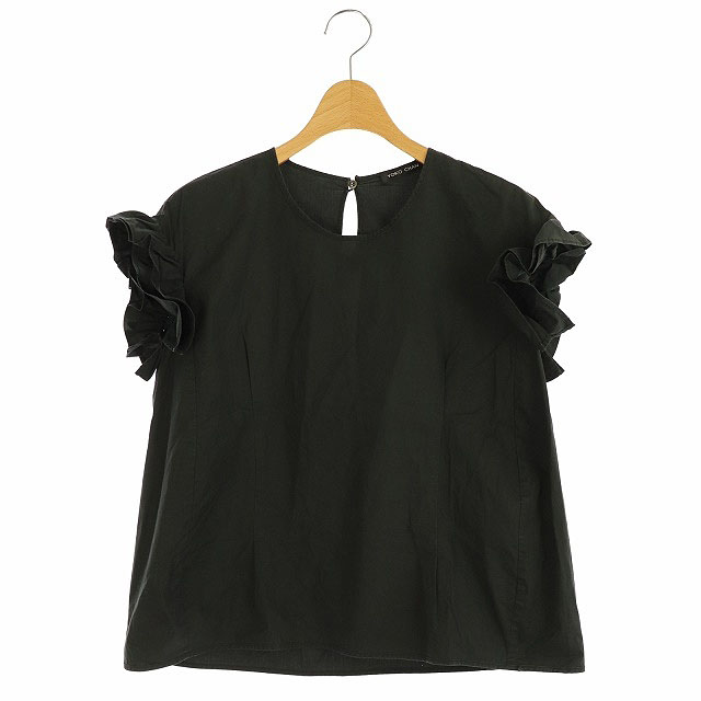 ヨーコチャン Yoko Chan 半袖フリルブラウス プルオーバー ノースリーブ 38 黒 ブラック Es Os レディース 170 ベクトルパーク