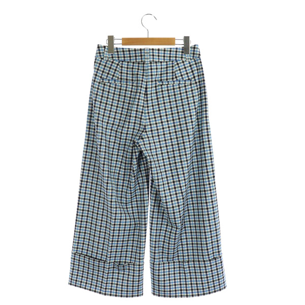 バナナリパブリック Banana Republic チェックパンツ ワイド ロールアップ 2 水色 My Os レディース 170 ベクトルパーク