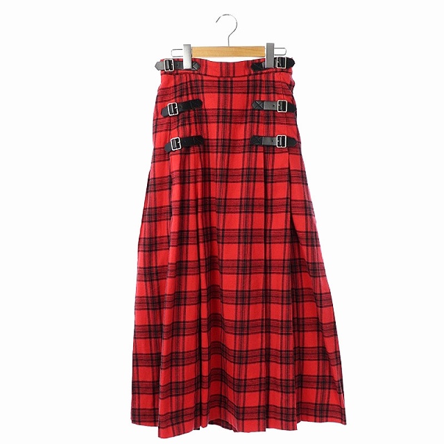 パメオポーズ Pameo Pose Plaid Maxi Skirt スカート フレア チェック ロング F 赤 黒 Mn Os レディース 170 ベクトルパーク