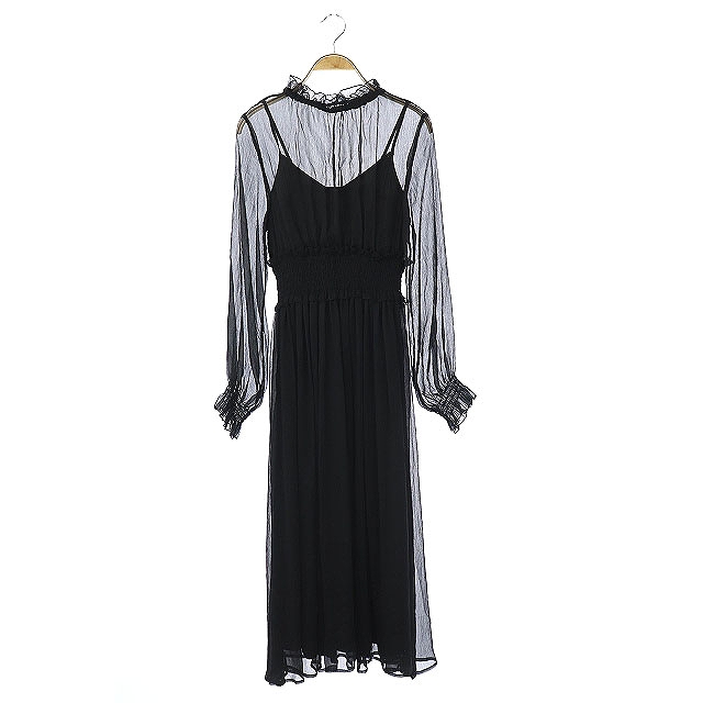 エイミーイストワール Eimy Istoire 19ss シフォンシアーワンピース ロング 長袖 F 黒 Kn Os レディース 170 ベクトルパーク