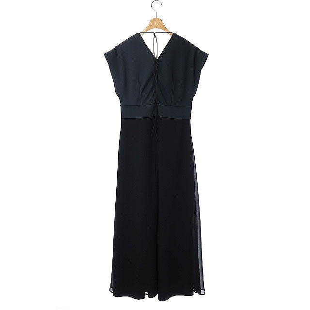 ロキト Lokitho 切替 ワンピース ロング マキシ丈 フレンチスリーブ 2 紺 黒 Df Os レディース 170 ベクトルパーク