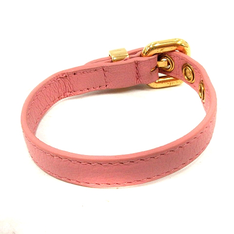 ミュウミュウ miumiu ハートブレスレット レザー ピンク ゴールド色 