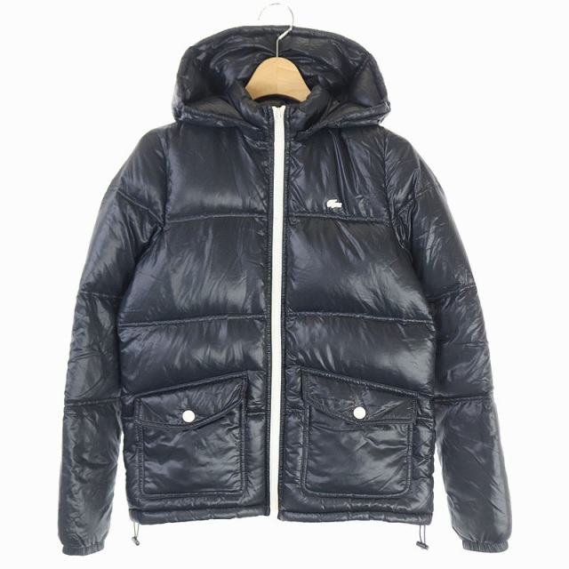 ラコステ LACOSTE フーデッドダウンジャケット ジップアップ 38 黒 