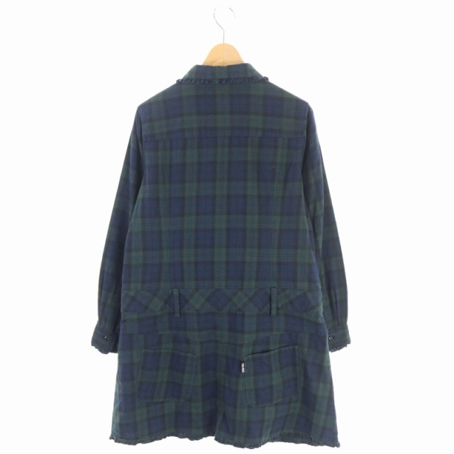ピンクハウス Pink House 長袖 フリルチェック シャツワンピース ミニ 長袖 M 紺 緑 黒 Hs Os レディース 170 ベクトルパーク