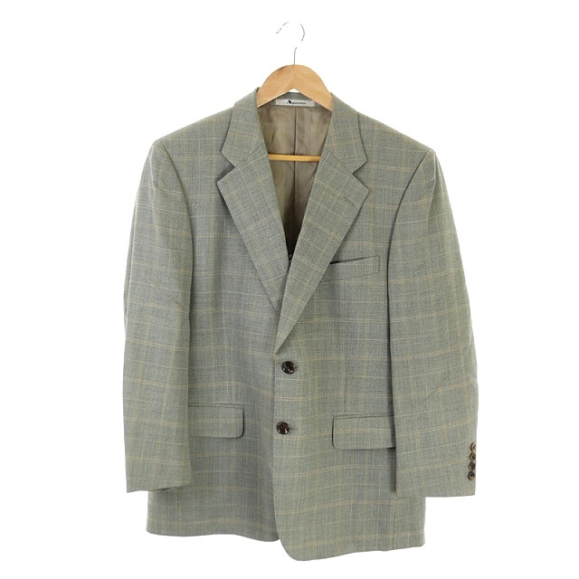 アクアスキュータム Aquascutum テーラードジャケット 背抜き ウール 2b 94ab4 グレー 黄 Kn Os メンズ 170 ベクトルパーク