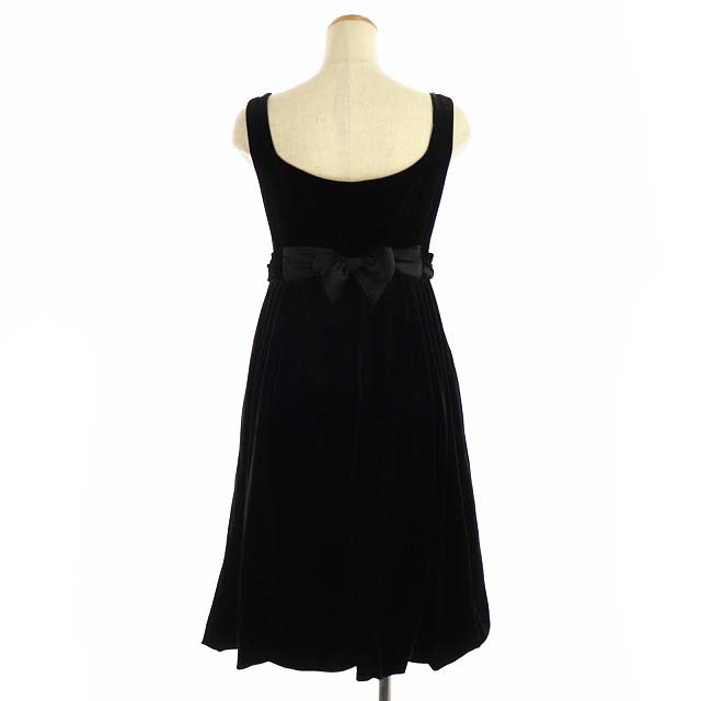 ベロアノワール バイ フォクシー ニューヨーク Velour Noir By Foxey New York ベロア ワンピース ひざ丈 ウエストリボン付き ノースリーブ 40 黒 Kn Os レディース 170 ベクトルパーク