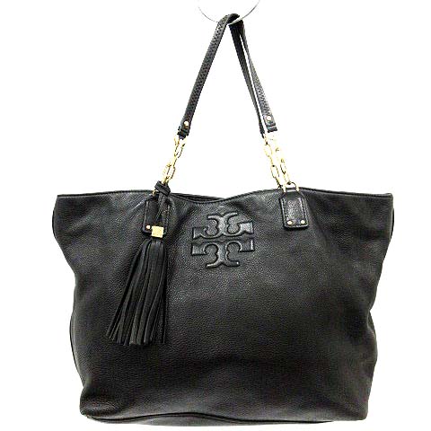 トリーバーチ TORY BURCH バッグ トート ハンド レザー タッセル 黒 