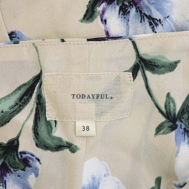 トゥデイフル Todayful フラワープリントワンピース キャミワンピ 花柄 総柄 ひざ丈 38 ベージュ 青 Kn Os レディース 170 ベクトルパーク