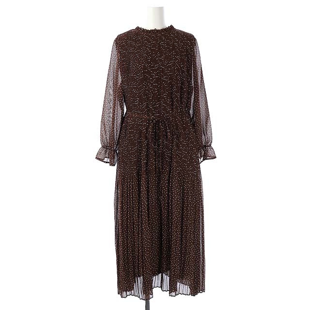 ミラオーウェン Mila Owen 19aw 2way ドット柄プリーツワンピース ロング 長袖 ベルト付き 1 茶 ブラウン Hk Os レディース 170 ベクトルパーク