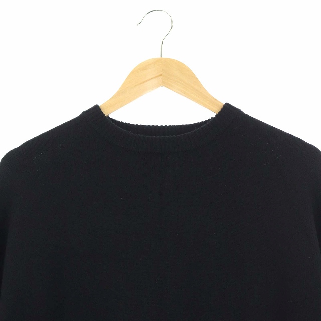 エンフォルド Enfold ss ポケットデザインニットワンピース ウール 長袖 ミモレ丈 ロング 36 黒 青 Cm Os レディース 170 ベクトルパーク