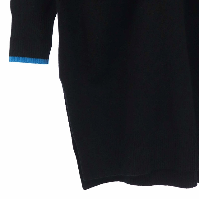 エンフォルド Enfold ss ポケットデザインニットワンピース ウール 長袖 ミモレ丈 ロング 36 黒 青 Cm Os レディース 170 ベクトルパーク