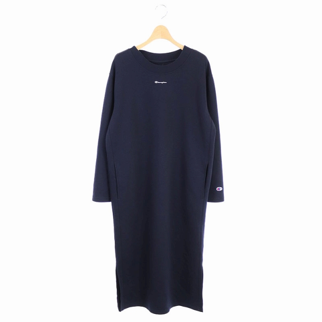 チャンピオン Champion Black Edition スウェットワンピース Iライン オーバーサイズ ロング 長袖 M 紺 ネイビー Hs Os レディース 170 ベクトルパーク
