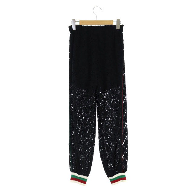 グッチ GUCCI 19SS ジャージレースパンツ ジョガー サイドライン 36 黒 