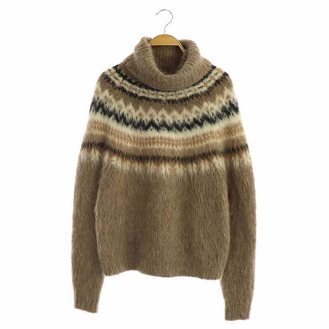 セリーヌ CELINE 19AW FAIR ISLE TURTLE NECK SWEATER アルパカ 