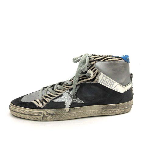 ゴールデングース Golden Goose 2 12 スニーカー ハイカット ゼブラ柄 ハラコ レザー 42 26cm 黒 ブラック Yo2 メンズ 170 ベクトルパーク