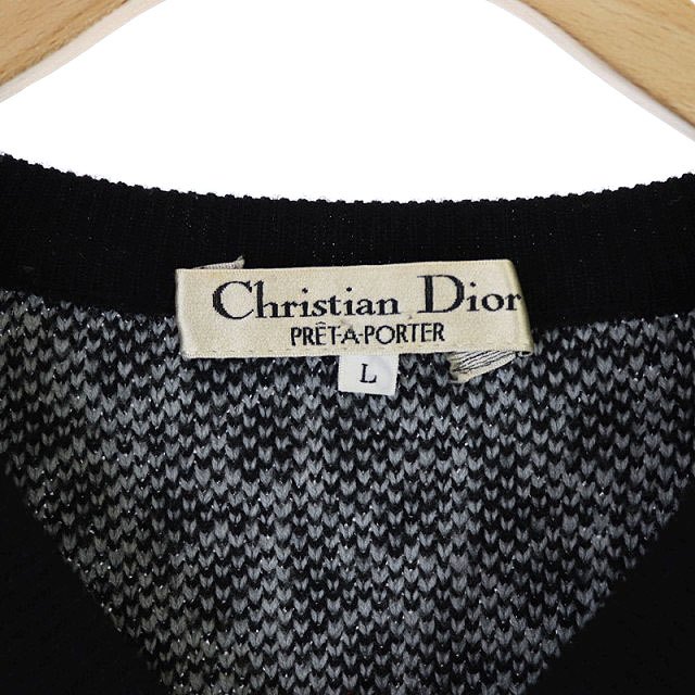 クリスチャンディオール Christian Dior トロッター柄 ウール Vネック 