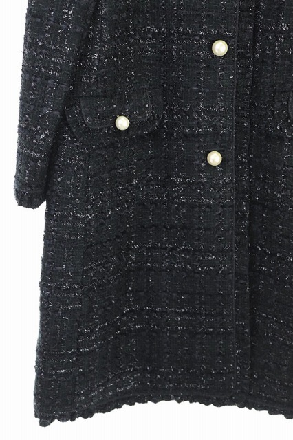 ケイトスペード KATE SPADE フェイクパールボタン ノーカラーツイード  