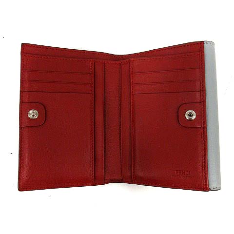 FENDI 二つ折り財布 レッド フェンディ FENDI 二つ折り財布 ズッキーノ 札入れ キャンバス/レザー