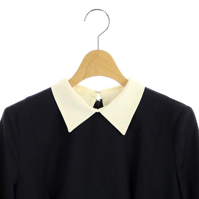 新作モデル 白 紺 36 ロング 長袖 ワンピース タイト 襟付き ウール混 セルフォード ロングワンピース マキシワンピース Www Newbalticdance Lt