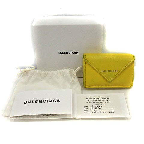 バレンシアガ Balenciaga ペーパーミニウォレット 財布 三つ折り レザー イエロー 黄色 イタリア製 Yo5 Oh レディース 170 ベクトルパーク