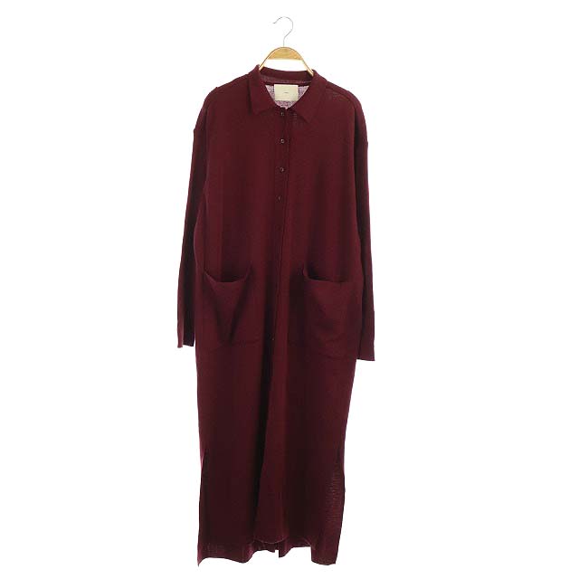 タン Tan ロングニットシャチコート ワンピース カーディガン 長袖 F ボルドー Tn18aw017 Es Os レディース 170 ベクトルパーク