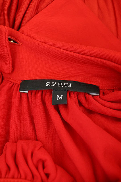 グッチ GUCCI ノースリーブタックプリーツワンピース 膝丈 M 赤