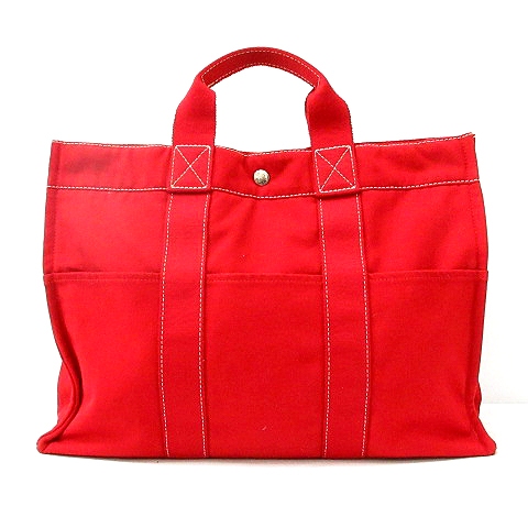 エルメス赤いキャンバス トートバッグ