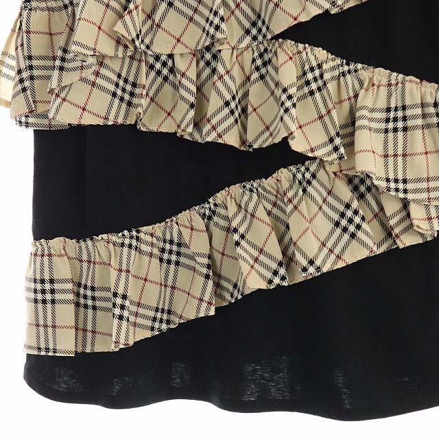 バーバリーブルーレーベル ノースリーブ フリル ノバチェック 38 M BURBERRY BLUE LABEL チェック柄 フリルノースリーブ 38