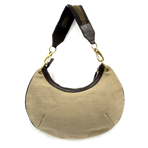 グッチ GUCCI 三日月型 ワンショルダーバッグ レザー キャンバス  