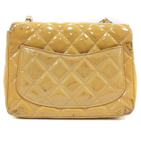 シャネル CHANEL ショルダーバッグ ミニ エナメル マトラッセ ココ 