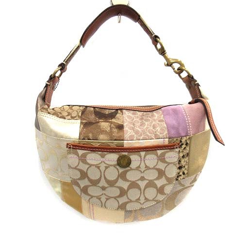 コーチ COACH シグネチャー パッチワーク ショルダーバッグ ジャガード 