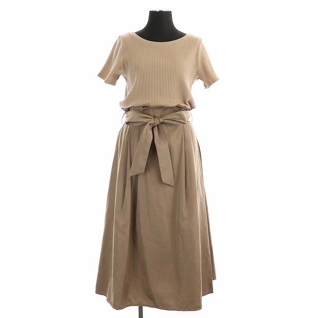 ナノユニバース Nano Universe ドッキングワンピース ロング ミモレ 半袖 リブニット F ピンクベージュ Mf Os レディース 170 ベクトルパーク