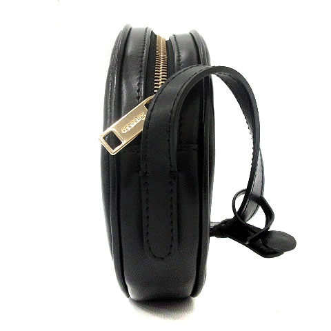 レペット Repetto ショルダーバッグ ワッペン装飾 レザー 黒 ブラック 