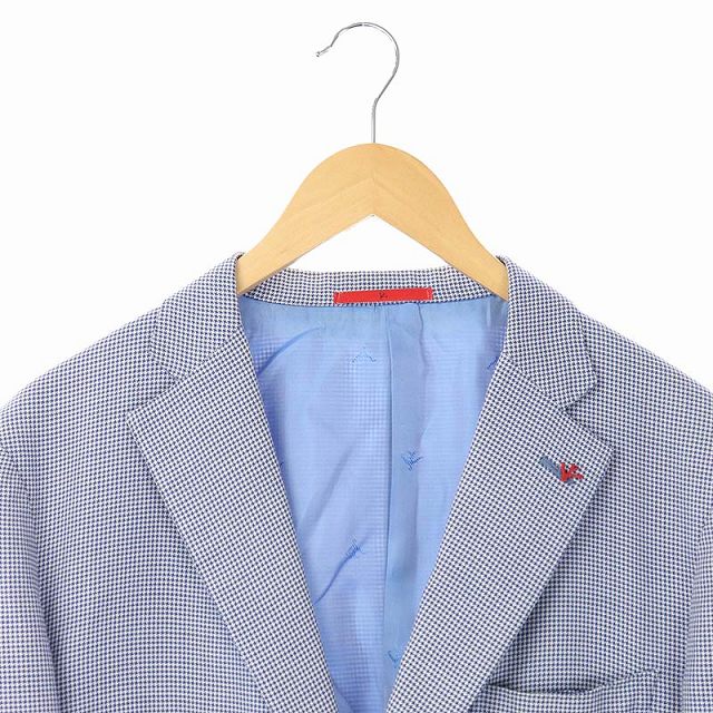 Isaia ハウンドトゥース柄 ブルージャケット イザイア 春先取りの 超話題新作