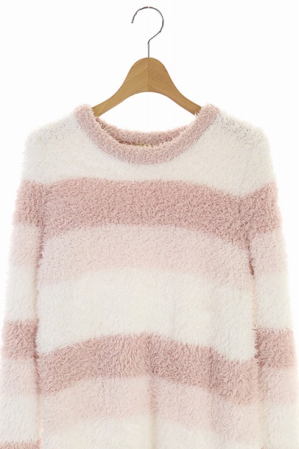 ジェラートピケ Gelato Pique 18aw ルームウェア もこもこワンピース 長袖 ひざ丈 プルオーバー ボーダー F ピンク 白 ホワイト Cm Os レディース 170 ベクトルパーク