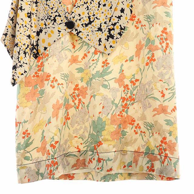 セリーヌ Celine ヴィンテージフラワー柄ワンピース 膝丈 ノースリーブ 花柄 ボタニカル柄 シルク 38 アイボリー マルチカラー Es Os レディース 170 ベクトルパーク