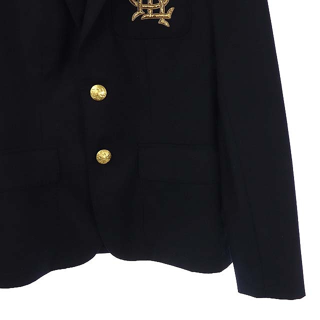 ラルフローレン RALPH LAUREN ロゴ刺繍 ウール 金ボタン テーラード  