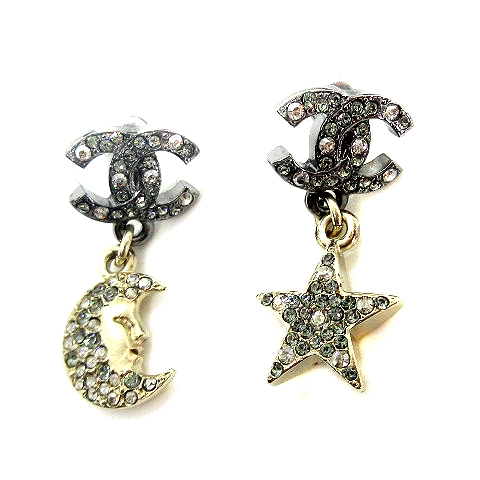 シャネル CHANEL ココマーク ピアス ラインストーン 月モチーフ 星  