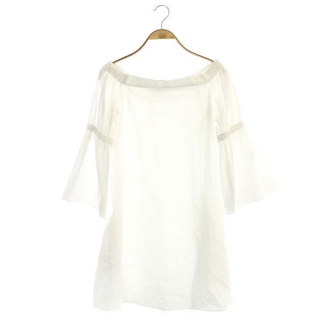 ティビ Tibi フレアスリーブワンピース チュニック ミニ 長袖 オフショルダー 0 白 ホワイト Es Os レディース 170 ベクトルパーク