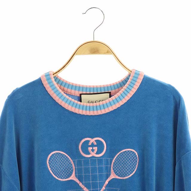 グッチ GUCCI 20SS テニスステッチ プルオーバー スウェット ベロア 