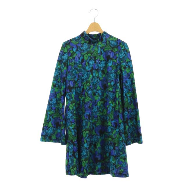 ザラ Zara ワンピース 花柄 ハイネック 長袖 ロング S 青 緑 ブルー グリーン Ao Os レディース 170 ベクトルパーク