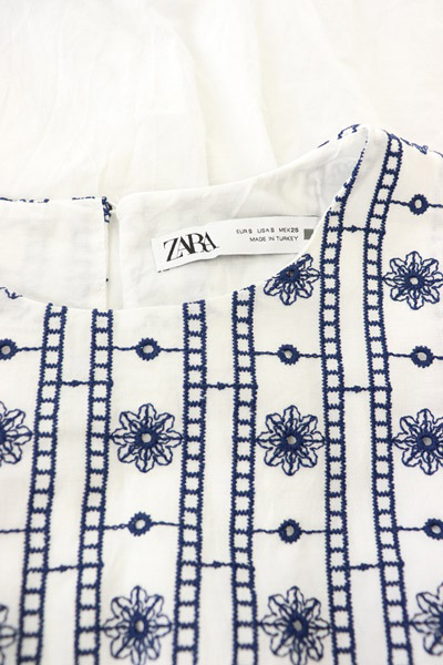ザラ Zara 花柄刺繍ノースリーブワンピース ミニ ドッキング Usa S 白 ホワイト My Os レディース 170 ベクトルパーク
