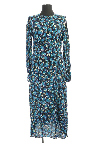 未使用品 ザラ Zara ワンピース ロング マキシ丈 長袖 花柄 Usa Xs 紺 ネイビー My Os レディース 170 ベクトルパーク