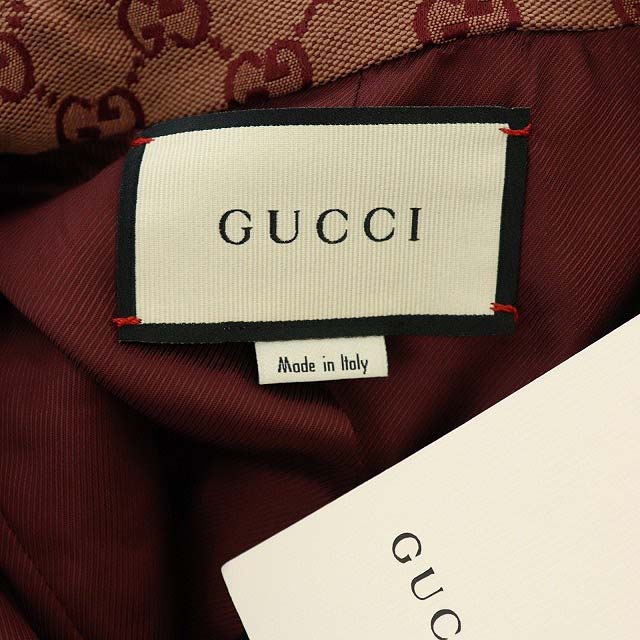 未使用品 グッチ GUCCI 20SS ヴェルヴェット GG キャンバスコート ダブル ロング フレア バックプリーツ ハートパッチ 36 赤 レッド 636946 /CM ■OS レディース