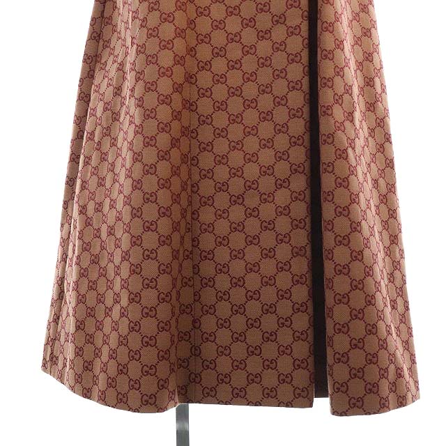 未使用品 グッチ GUCCI 20SS ヴェルヴェット GG キャンバスコート ダブル ロング フレア バックプリーツ ハートパッチ 36 赤 レッド 636946 /CM ■OS レディース