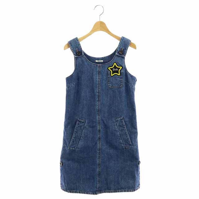 ミュウミュウ miumiu ワッペン付きデニムワンピース ノースリーブ ミニ  