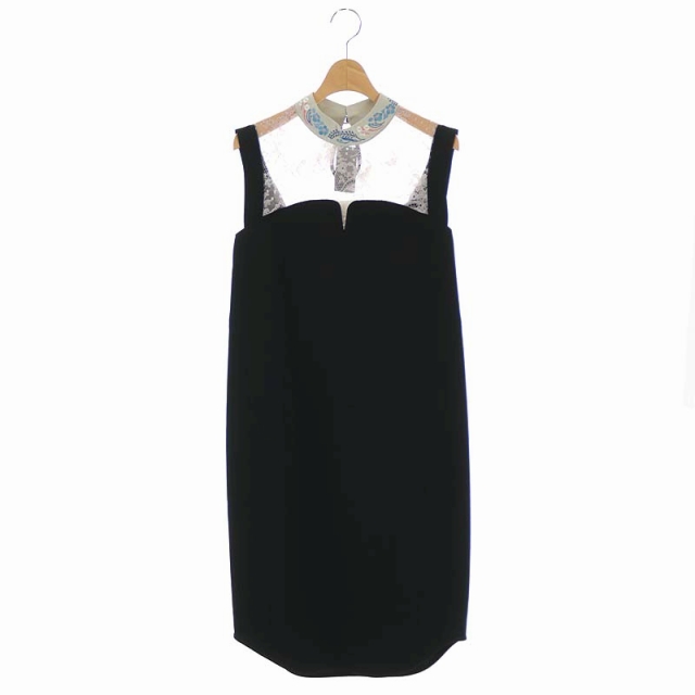 未使用品 マメクロゴウチ Mame Kurogouchi エストネーション取扱 Embroidery Collar Sleeveless Dress ドレス ワンピース ノースリーブ ミモレ丈 タイト 切替 レース 2 黒 ブラック Mmps Dr708 Cm Os レディース 170 ベクトルパーク