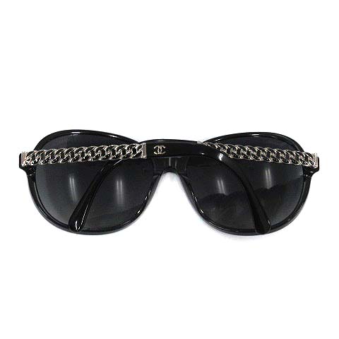 シャネル CHANEL サングラス ココマーク チェーンテンプル 黒 ブラック 