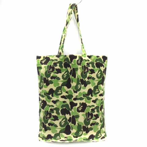 アベイシングエイプ A Bathing Ape トートバッグ ハンドバッグ キャンバス サルカモ 迷彩柄 緑 グリーン ベージュ Hz18 メンズ 170 ベクトルパーク